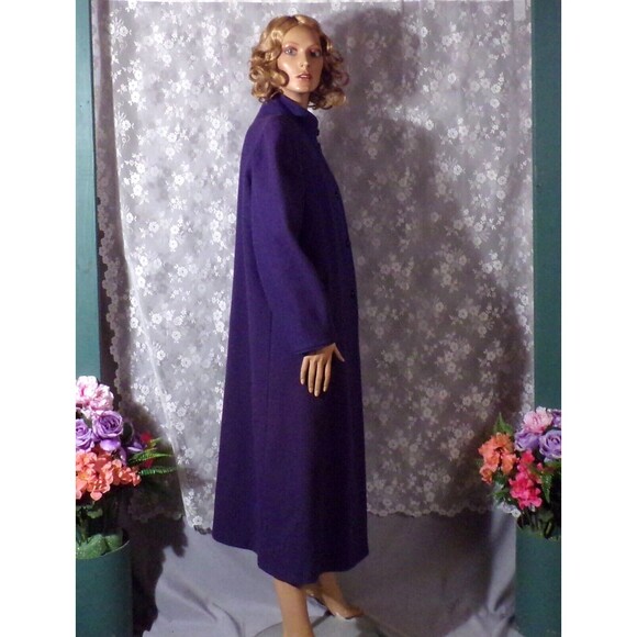 Vintage 80s Coat 1980s Purple Art Deco Revival Retro Wool Blend Size Medium M/L - Picture 3 of 11